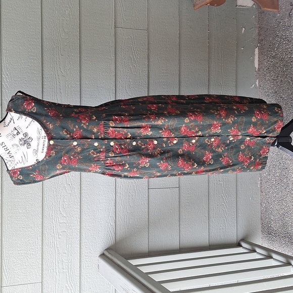 Capacity Dresses & Skirts - Vintage Capacity Maternity Dark Academia Floral Noir Corduroy Jumper Dress Large